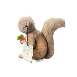 NWT SOLD OUT 11" x6"JOHN‎ DERIAN SQUIRREL PILLOW W BEADED RADISH DEFECT